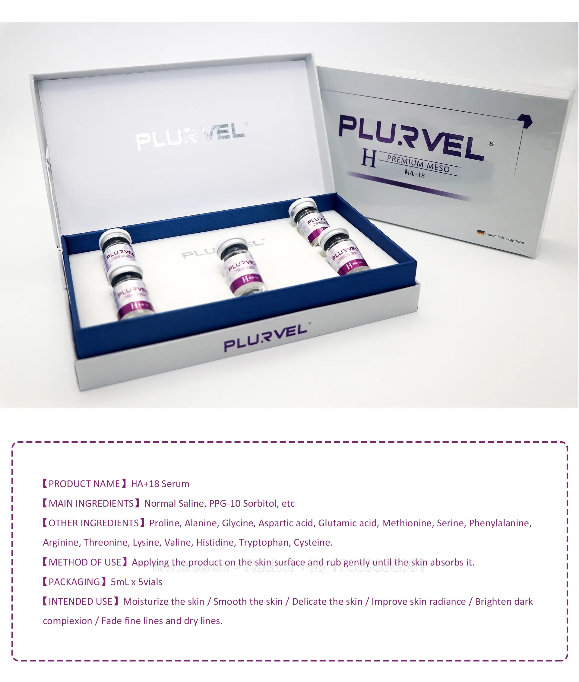 HA+18 Premium Meso Solution 5ml x 5 Vials — Premium Meso / HA+18 product image 3