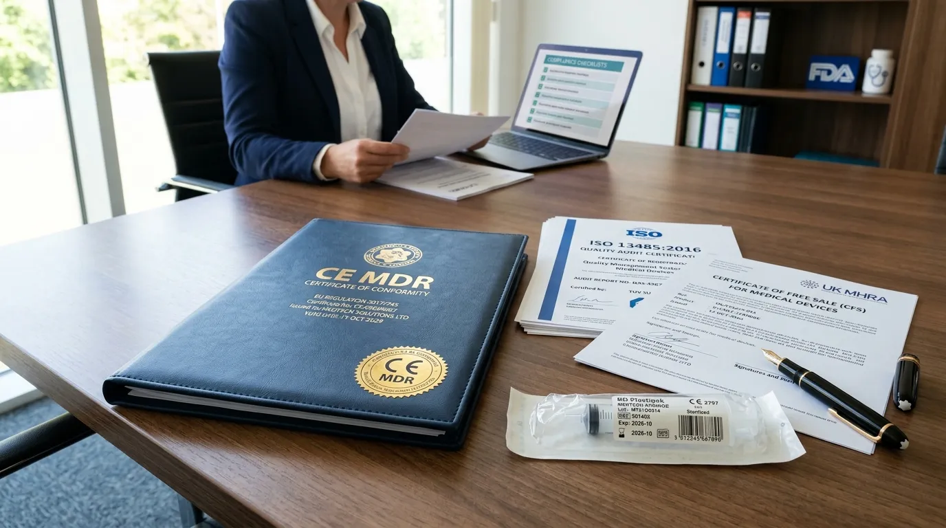 Medical device CE MDR and ISO 13485 regulatory certification audit documentation
