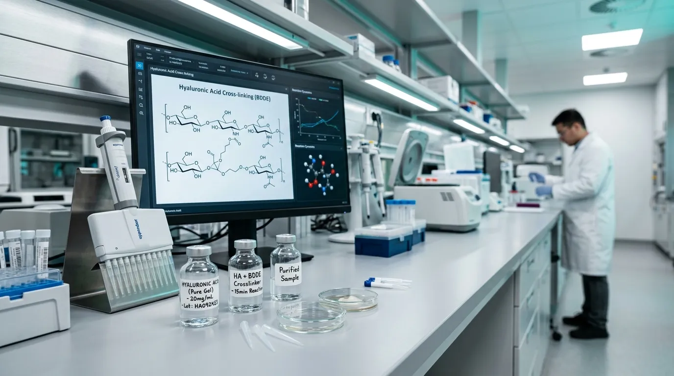 Hyaluronic acid BDDE cross-linking formulation laboratory analysis
